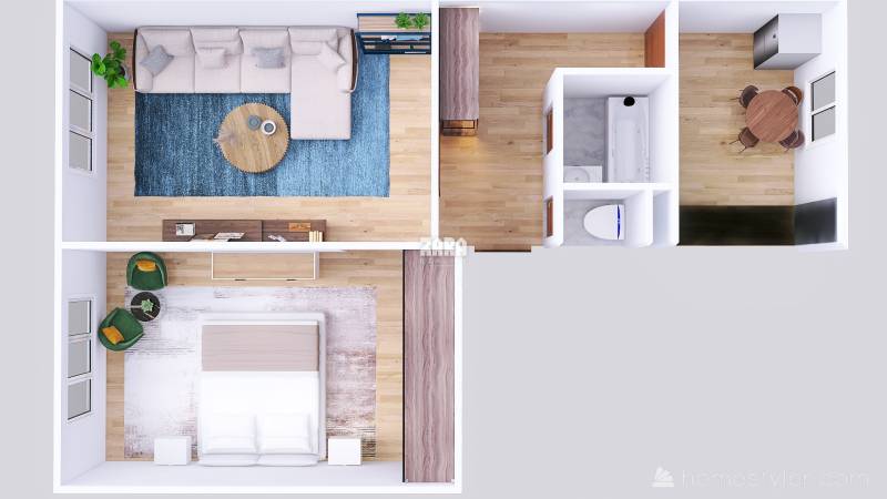 Vizualizácia pôdorysu_2-izbový byt_ul. Južná trieda_Košice -Juh_56 m²_ZARA REALITY