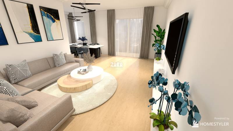 Vizualizácia (2) obývacia izba + kuchyňa_ul. Lesnícka_ZARA reality