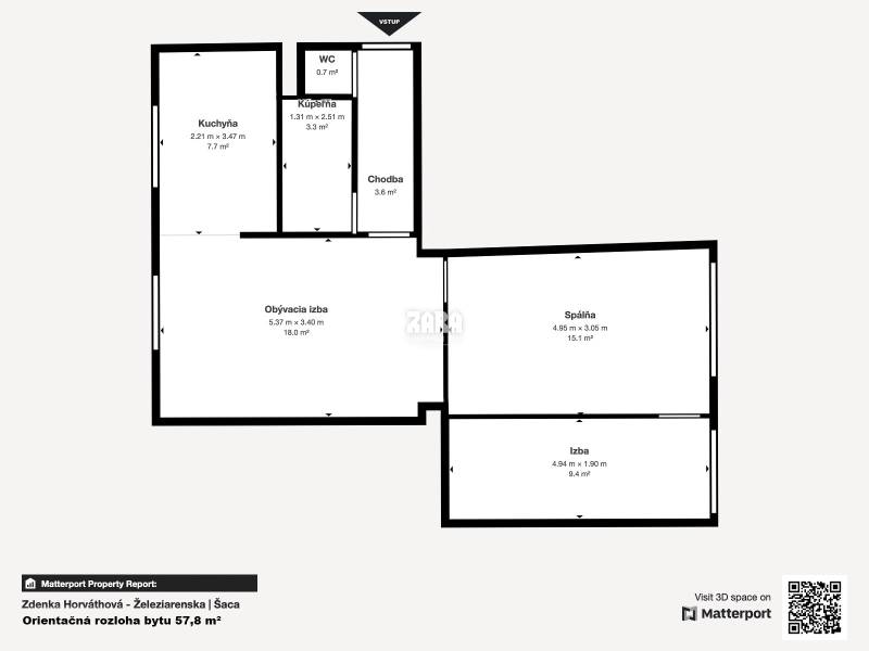 ŠACA - veľmi pekný 3 izbový zariadený byt ul. Železiarenska, 64 m2