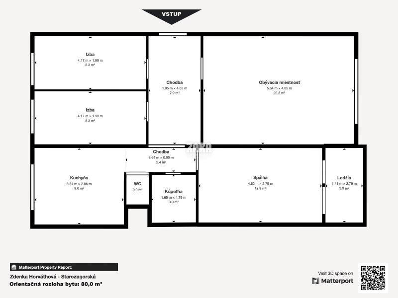 KVP - Starozagorska.ZARIADENÝ veľmi pekný 4 izb.byt, 83 m², loggia. Pôdorys