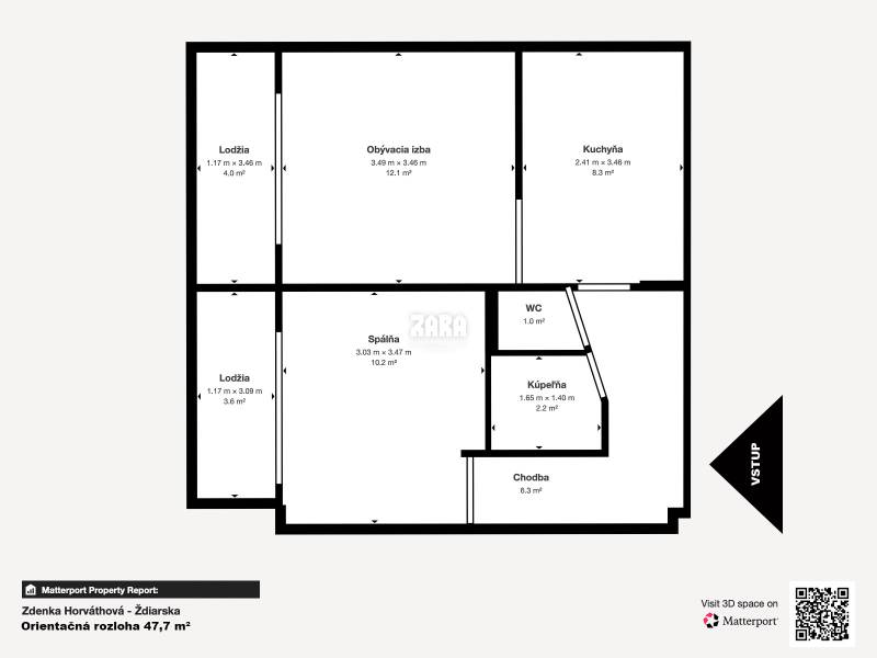 Nad Jazerom - ŽDIARSKA, 1,5 izb. byt, 41 m2 + 2 x loggia.REKONŠTRUKCIA