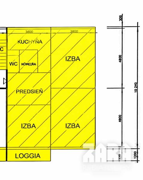 TERASA - TORYSKÁ, 3 izb. byt 68 m2 + loggia. Výborná lokalita