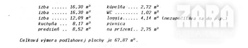 TERASA - TORYSKÁ, 3 izb. byt 68 m2 + loggia. Výborná lokalita