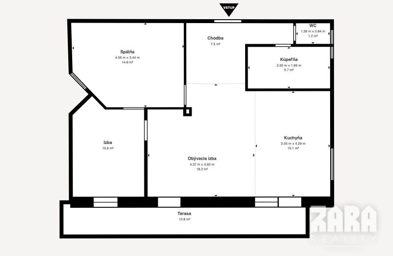 SEVER - 3 izb. TEHLOVÝ BYT 76 m²  + 12 m² BALKÓN. Možnosť kúpy garáže.