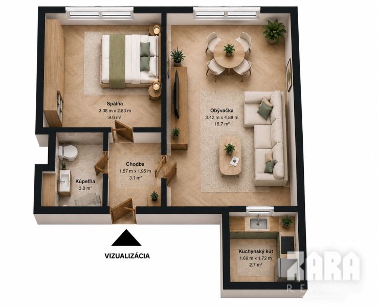 ul. POPRADSKÁ  - 1,5 izbový byt, 38m², 1/4 posch.