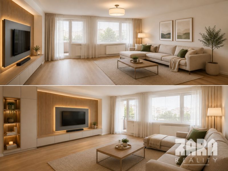 Družicova - 3 izbovy byt pražský typ, 69 m2 + loggia. Pôvodný stav.